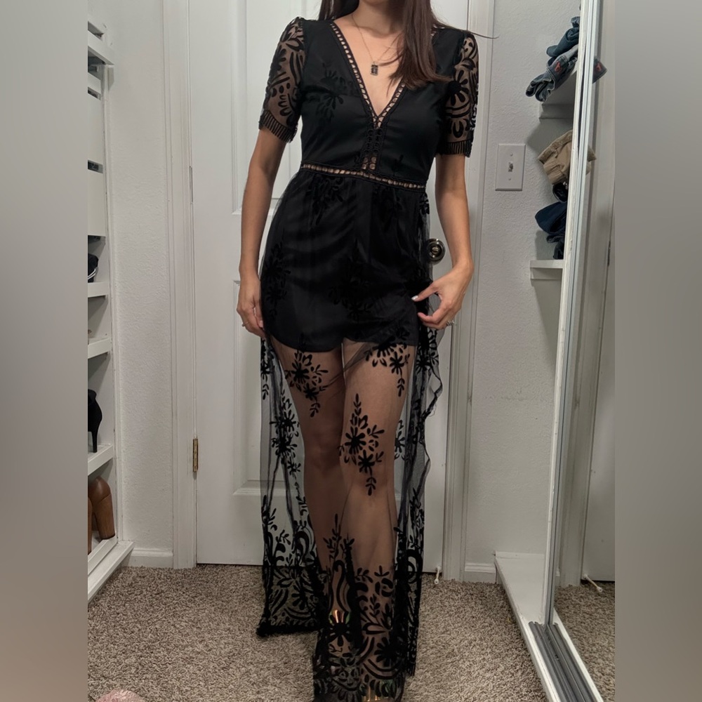 Chic Black Sheer Maxi Dress